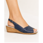 Sandale dama bleumarin din piele naturala cu talpa tip pana si bareta reglabila S30BL